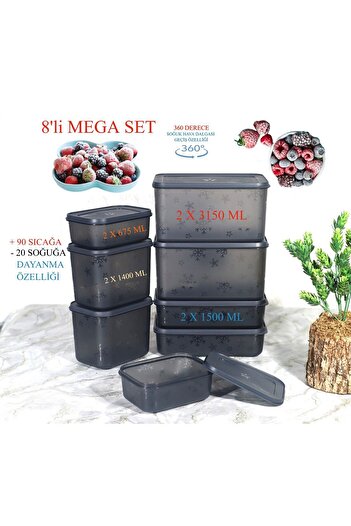 Turnberry 8-piece Mega Anthracite No Frost Storage Set - Deep Freezer and Freezer Container