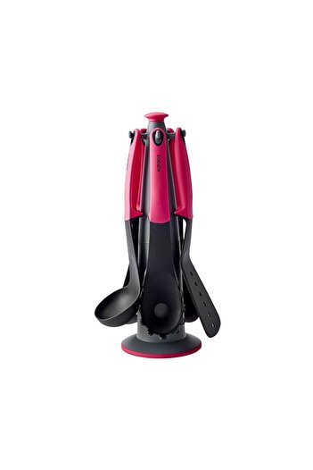 Karaca Set de servire Dave Pink din 6 piese cu suport