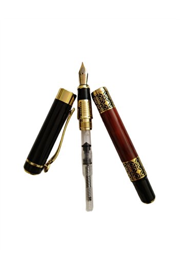 Sanathobi Metal Fountain Pen - Calligraphy and Wood Look