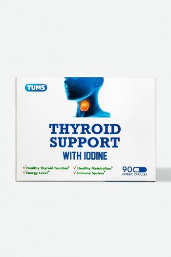 Tums Thyroid Support - Iodine, Zinc, Selenium Thyroid Support 90 Enteric Capsules - 3 Months Use