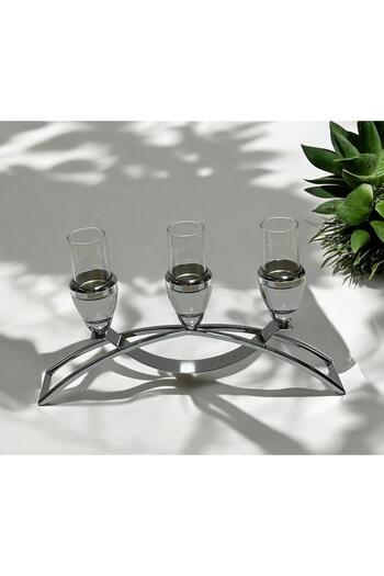 decovien 3-piece Crystal Stone Detailed Candlestick
