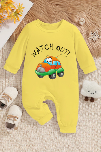 ADABEBEK Watch Out Car Printed Jumpsuit for Baby Boy - 22193