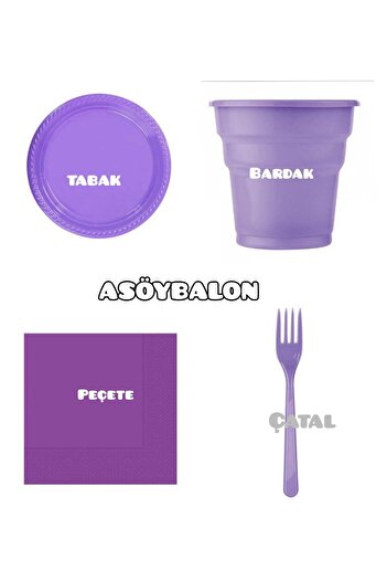 asöy Birthday Disposable Plate Cup Fork Napkin Set Disposable 95 Pieces Full Set for 25