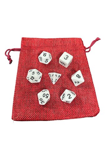 Le Majeur DND Frp Zar Seti 7li Set Dnd Zarı Dungeons And Dragons Masaüstü Oyun Zarı Beyaz KESE HEDİYE
