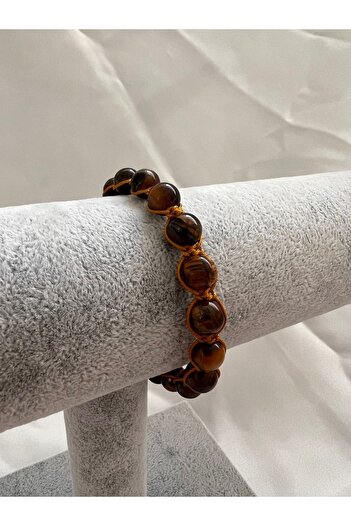 TAKIMİLLA 8mm Macrame Hand Knitted Natural Stone Bracelet with Turtle Eye Stones