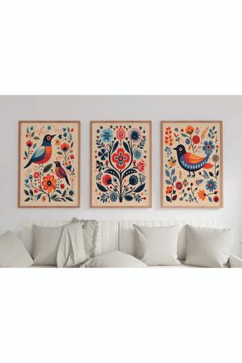 dekorodam Ahşap Çerçeveli 3 Lü Soyut Tablo Home Ev Salon Oturma Odası Yatak Odası Balkon Dekor