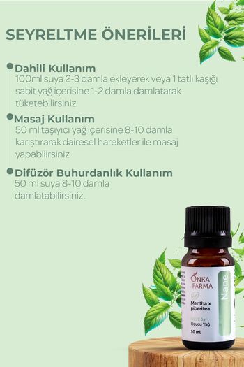 OnkaFarma Onka Farma Tıbbi Nane Yağı - %100 Saf Uçucu Yağ - 10 ml