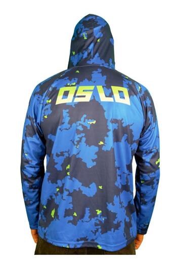 Oslo Performans Balıkçı T-Shirt Kapüşonlu Blue Camo