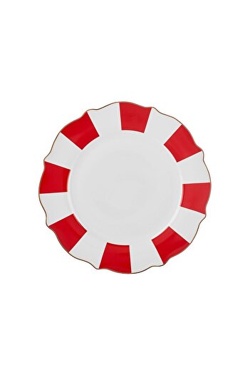 Karaca New Romantic Kalın Çizgili Servis Tabağı 27 cm Kırmızı