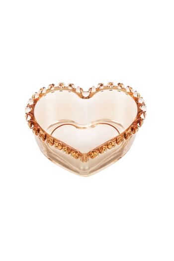 Karaca Glory Glass Amber Heart Bowl 13 cm