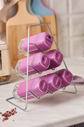 Karaca Horizon 7 Piece Triangle Stand Glass Spice Set