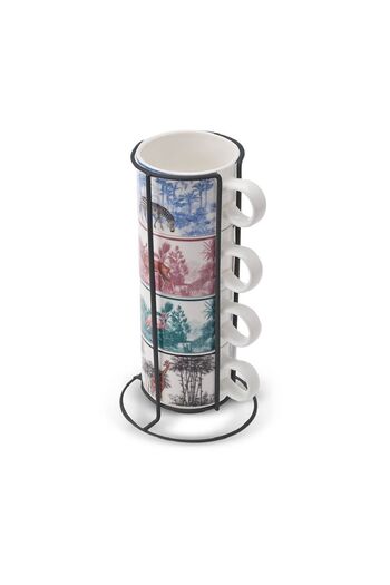 Karaca Jungle 5 Piece Teacup Set with Stand 160 ml