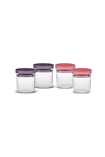 Karaca Ivory 4-Piece Small Silicone Jar/Storage Container with Lid