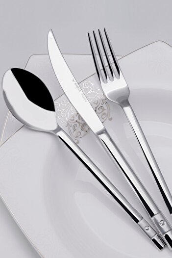 Karaca 84 Pieces Elegance Sand New Diamond Cutlery Set for 12 Persons