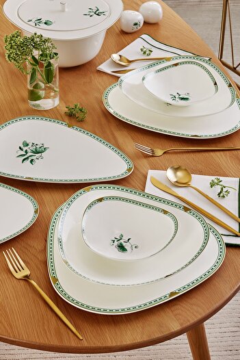 Karaca Fine Pearl Extra Simone 62 Parça 12 Kişilik Yemek Takımı Gold