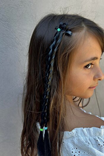 TAKIŞTIR Black Color Braided Hair Figured Collet Buckle