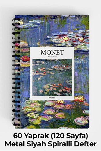 Anime Marketi Monet Sanat Temalı A5 Spiralli Sert Kapak Defter 120 Yaprak