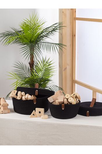 Comfort Craft Jute Multi-Purpose 2-Piece Basket Set with Lid |   Black