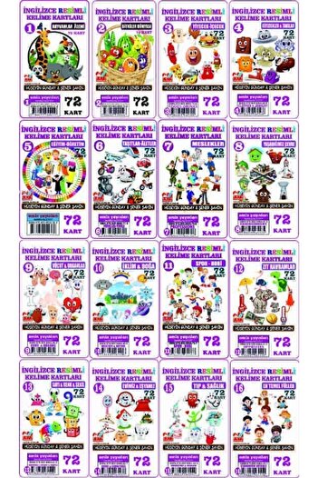Emin Yayınları English Illustrated Word Cards Set (1-16) 1152-card