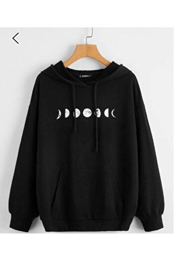 Pink Sky Μαύρο φούτερ με στάμπα Oversize