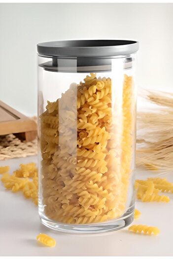 Paşabahçe 43736 Vacuum Glass Jar - Glass Food Storage Container 8 Pieces Gray