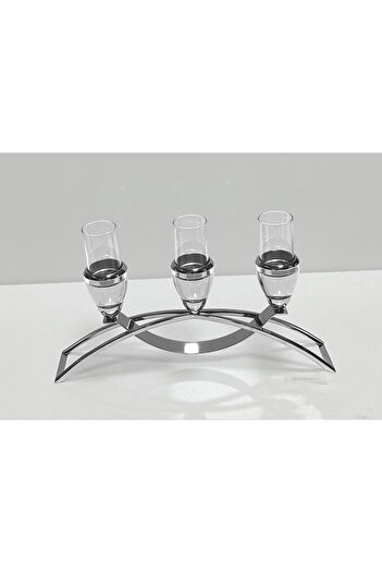 decovien 3-piece Crystal Stone Detailed Candlestick