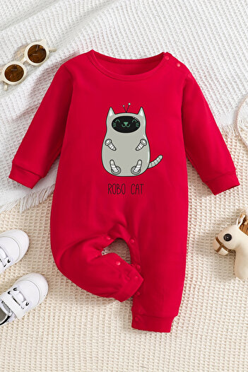 ADABEBEK Robo Cat Patterned Baby Jumpsuit - 22208