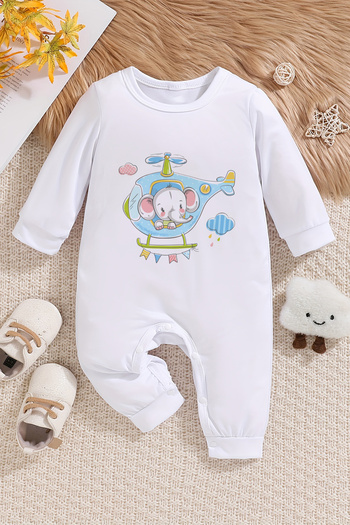 ADABEBEK Pilot Elephant Printed Baby Rompers - 20236 Style