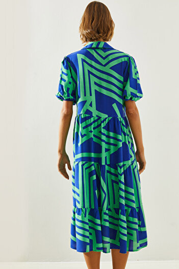 Bianco Lucci Viscose Women's Dress - Collared and Buttoned
