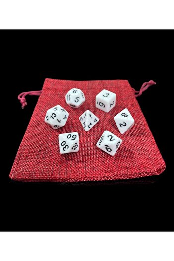 Le Majeur DND Frp Zar Seti 7li Set Dnd Zarı Dungeons And Dragons Masaüstü Oyun Zarı Beyaz KESE HEDİYE