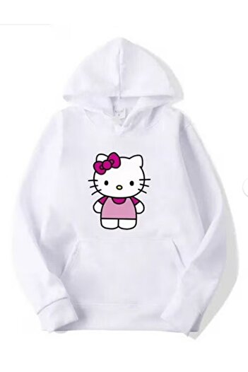 LA GULER Φούτερ με στάμπα Hello Kitty με κουκούλα Unisex με 3 νήματα βαμβακερά σαρσόν