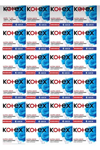 Kotex Single Night Sanitary Pads 24 Packs of 6