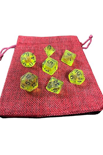 Le Majeur DND Frp Zar Seti 7li Set Dnd Zarı Dungeons And Dragons Masaüstü Oyun Zarı Şeffaf Açık Yeşil