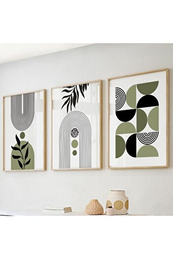 woodhomeworks Wooden Framed 3 Piece Abstract Painting Home House Living Room Bedroom Balcony Wall Decoration