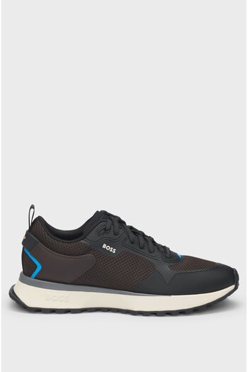 BOSS Erkek Marka Logolu Bağcıklı Kaydırmaz Tabanlı Günlük Siyah1 Sneaker 50513195-244