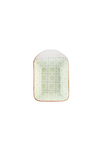 Karaca Floral Green Rectangle Snack Bowl/Sauce Bowl 10 cm