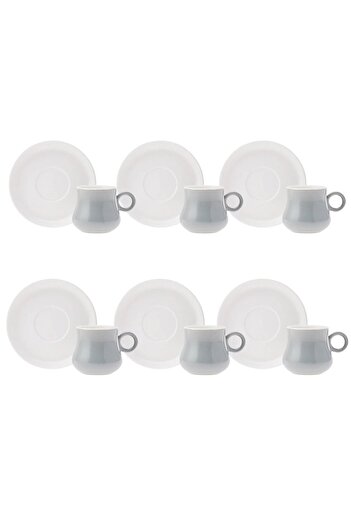 Karaca Foça Gray Coffee Cup Set for 6 People 90 ml