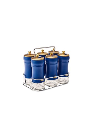 Karaca Blue Berry 7 Piece Square Glass Spice Set