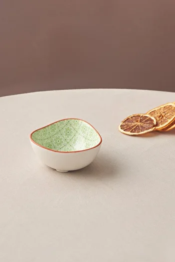 Karaca Floral Green Triangle Snack Bowl 10 Cm