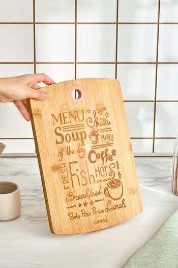 Karaca 28 Cm Motto Bamboo Cutting Board