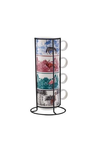 Karaca Jungle 5 Piece Teacup Set with Stand 160 ml