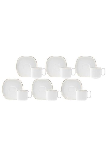 Karaca Plato 6 Kişilik Porselen Kahve Fincan Takımı 90 ml