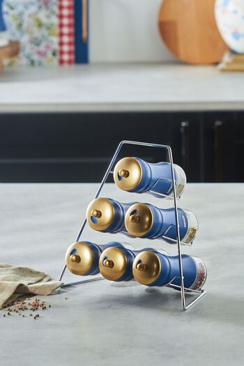 Karaca Blue Berry 7 Piece Triangle Glass Spice Set