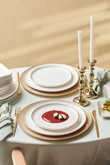 Karaca Santo Gold New Bone 18 Pieces Breakfast / Dinner Set for 6 People