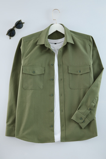 Trendyol Collection Gabardine KHaki Regular Fit ingkabát - TMNAW25GO00022
