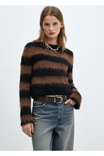MANGO Woman Πλεκτό πουλόβερ - Σχέδιο Faux Fur