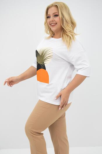Koza Butik Σετ γυναικείο μπλουζάκι Plus Size - Με λεπτομέρεια εκτύπωσης 8105-24