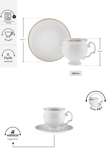 Karaca Malta Set of 6 Coffee Cups 100 ml