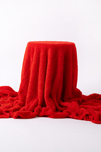 Gleamy Double Sided Red Welsoft Washable Plush Fabric 100x180