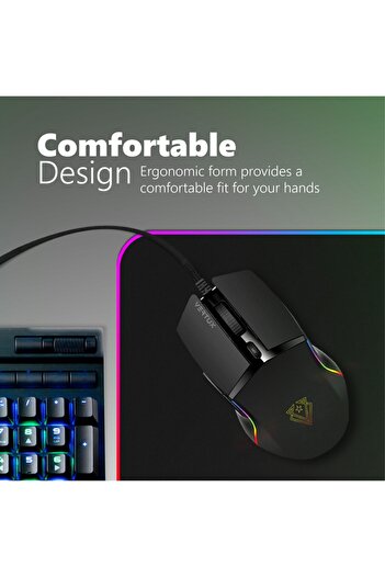 VERTUX Oyuncu Mouse Gecikmesiz Hassas Oyun Özel Led Işıklı 6.400 Dpı - Argon